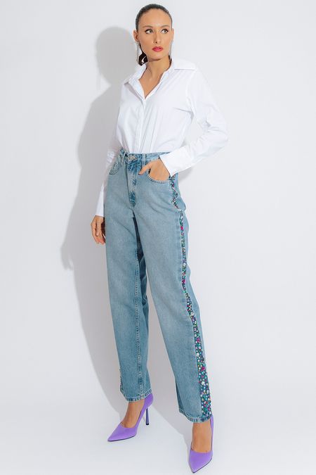 Calça Jeans Bordada Fancy Unica