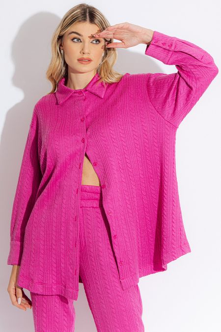 Camisa Oversized Tricot Cora Pink